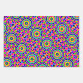 Neon Roze, Sinaasappel, Groen & Geel Tegel Patroon Inpakpapier Vel (Voorkant)