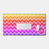 Neon roze sinaasappel paarse Chevron retro Monogra Bureaumat (Keyboard & Muis)