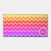 Neon roze sinaasappel paarse Chevron retro Monogra Bureaumat (Voorkant)