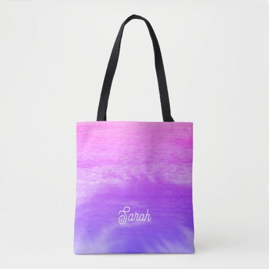 Neon Roze Sinaasappel Paarse Tropical Paradise Tre Tote Bag (Voorkant)