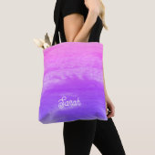 Neon Roze Sinaasappel Paarse Tropical Paradise Tre Tote Bag (Dichtbij)