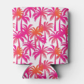 Neon Roze Sinaasappel Palmboom Ibiza Monogram Blikjeskoeler (Achterkant)