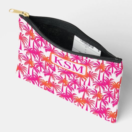 Neon Roze Sinaasappel Palmboom Ibiza Monogram Etui (Open)