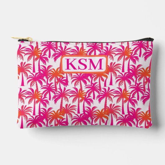 Neon Roze Sinaasappel Palmboom Ibiza Monogram Etui (Voorkant)