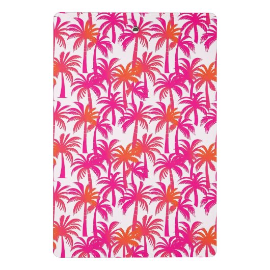 Neon Roze Sinaasappel Palmboom Ibiza Monogram Mini Klembord (Achterkant)