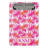 Neon Roze Sinaasappel Palmboom Ibiza Monogram Mini Klembord (Voorkant)