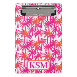 Neon Roze Sinaasappel Palmboom Ibiza Monogram Mini Klembord