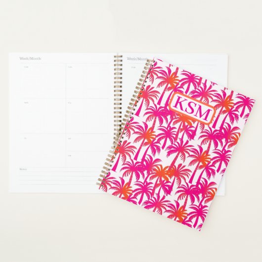 Neon Roze Sinaasappel Palmboom Ibiza Planner (Display)