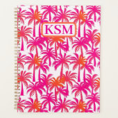 Neon Roze Sinaasappel Palmboom Ibiza Planner (Voorkant)