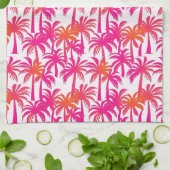 Neon Roze Sinaasappel Palmboom Ibiza Theedoek (Gevouwen)