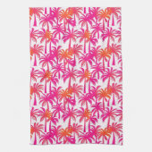 Neon Roze Sinaasappel Palmboom Ibiza Theedoek (Verticaal)