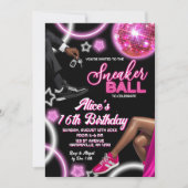 Neon Roze Sneaker Ball en Disco Ball Verjaardag Kaart (Voorkant)