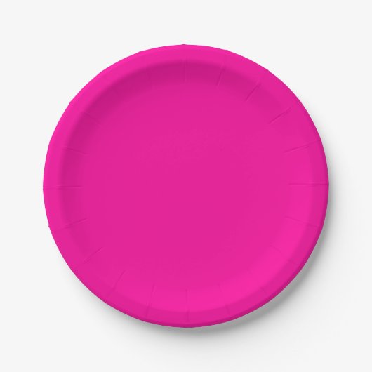 Neon Roze Solid Color Papieren Bordje (Voorkant)