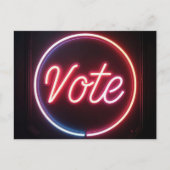 Neon roze stembord op zwart briefkaart (Voorkant)