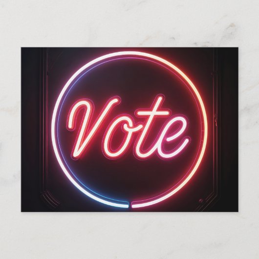 Neon roze stembord op zwart briefkaart (Voorkant)