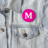 Neon Roze Stevige Kleur Monogram Initiaal Ronde Button 5,7 Cm (In situ)