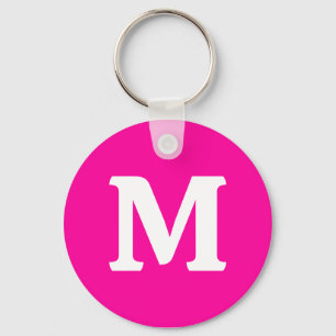Neon Roze Stevige Kleur Monogram Initiaal Sleutelhanger
