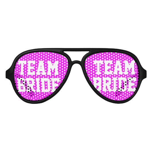 Neon roze Team Bruid vrijgezellenfeest tinten Aviator Zonnebril (Voorkant)