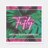 Neon Roze Tropisch 50e Verjaardag Servet (Voorkant)