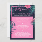 Neon Roze Tropische Bestemming Verjaardagsroute Kaart (Voorkant)