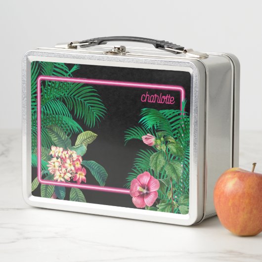 Neon Roze Tropische Botanicals Monogram (In situ)