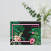 Neon Roze Tropische Botanicals Monogram Feestdagenkaart (Staand voorkant)