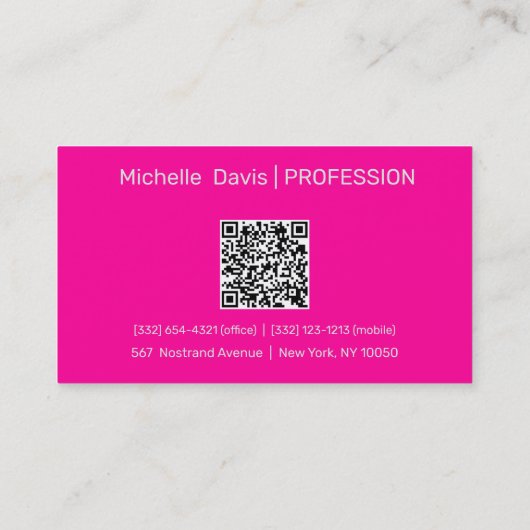 neon roze - uw logo&QR code visitekaartje (Achterkant)