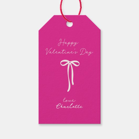 Neon roze | Valentijnsdag van de boog Cadeaulabel (Voorkant)