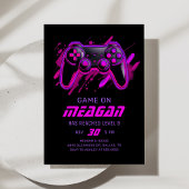 Neon Roze Video Game Gamer Verjaardag Kaart
