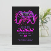 Neon Roze Video Game Gamer Verjaardag Kaart (Staand voorkant)