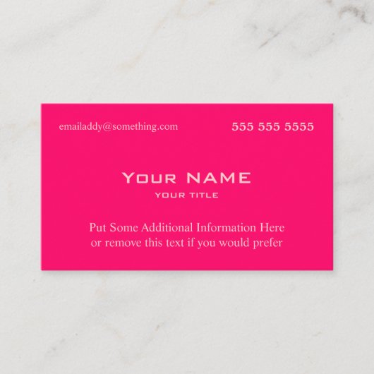 Neon roze visitekaartje (Voorkant)