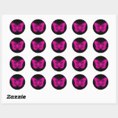 Neon roze vlinder classic ronde sticker (Vel)