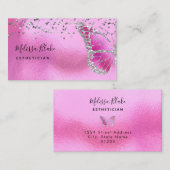 Neon roze vlinder design visitekaartje (Voorkant / Achterkant)