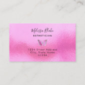 Neon roze vlinder design visitekaartje (Achterkant)