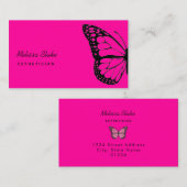 Neon roze vlinder logo visitekaartje (Voorkant / Achterkant)