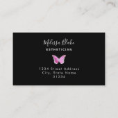 neon roze vlinder visitekaartje (Achterkant)