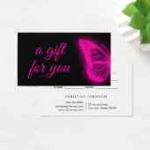 neon roze vlinderdekaartje visitekaartje (Bureau)