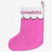 Neon Roze Wit 3D Elegante Naam Gepersonaliseerd Kleine Kerstsok (Achterkant)