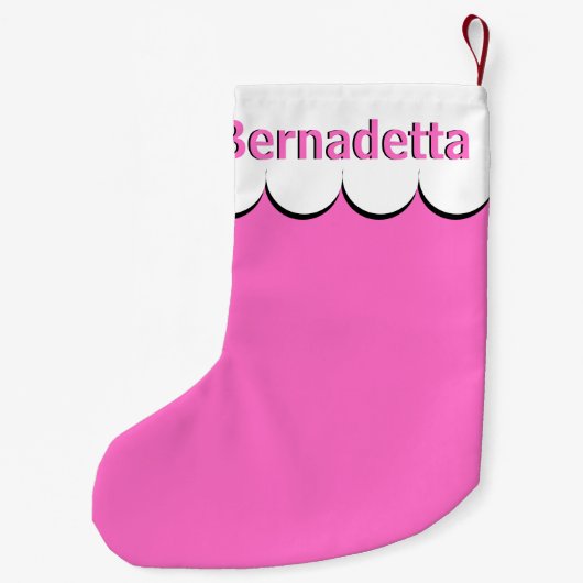 Neon Roze Wit 3D Elegante Naam Gepersonaliseerd Kleine Kerstsok (Achterkant)