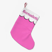 Neon Roze Wit 3D Elegante Naam Gepersonaliseerd Kleine Kerstsok (Voorkant (Hangend))