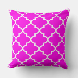 Neon Roze Witte Quatrefoil Lattice Kussen