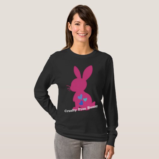 Neon Roze Wreedheid-Free Bunny Blue Hearts T-shirt (Voorkant volledig)