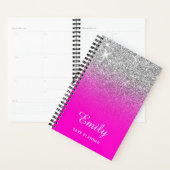 Neon Roze Zilver Glitter Ombre Naam Planner (Display)