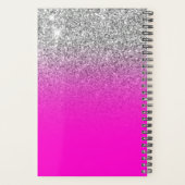 Neon Roze Zilver Glitter Ombre Naam Planner (Achterkant)