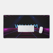 Neon Roze Zwarte 80s Retro Futuristische 3D Gamer  Bureaumat (Keyboard & Muis)