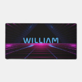 Neon Roze Zwarte 80s Retro Futuristische 3D Gamer  Bureaumat (Voorkant)