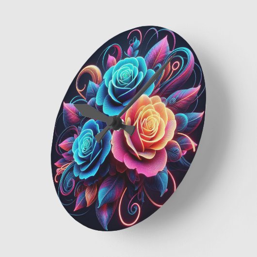 Neon Rozen Ronde Klok (Hoek)