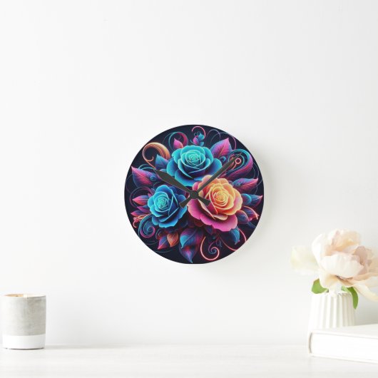 Neon Rozen Ronde Klok (Huis)