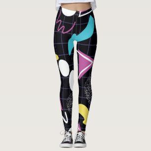 Neon ruimte-geïnspireerd geometrisch patroon leggings