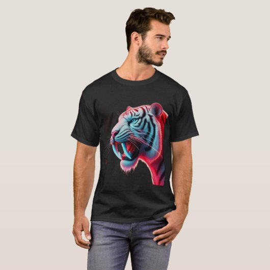 Neon sabertooth tijger t-shirt (Voorkant volledig)